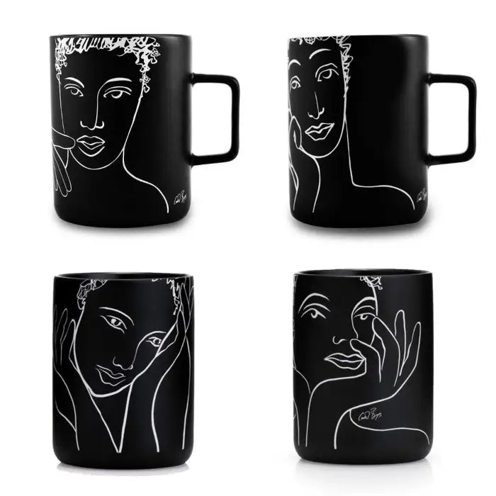 Sketchbook Black MUG SET OF 4 - Carrol Boyes