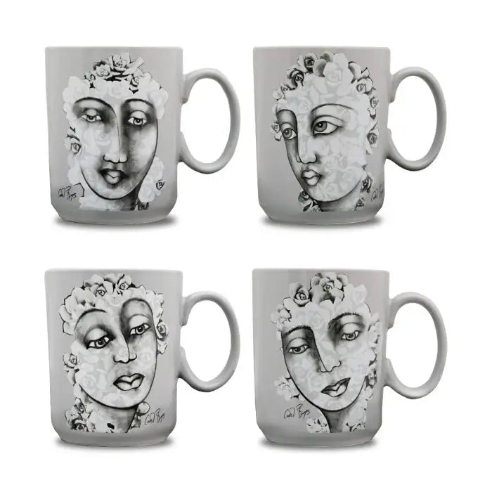 Succulent Faces MUG SET OF 4 - Carrol Boyes